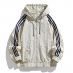 L-9XL Spordir&otilde;ivad Meeste Vabaaja V&auml;lisjakk Meeste Lahtine Pluss Kolme Triibuga Kapuutsiga Jakk 9XL valge