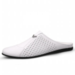 Itaalia Meeste sussid Ehtne nahk Muller kingad Meeste Mokassiinid V&auml;litingimustes libisemiskindel Must Vabaaja poolsuss Mees Mood kingad Mees 38 valge