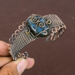 Labradorite Handmade Copper Wire Wrap Bangle Adjustable s8q26