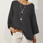 Naiste pluus &uuml;hev&auml;rviline, suures suuruses puuvillane ja linane &uuml;mar kaelus Raglaan varrukatega &uuml;heksa punktiga varrukatega pluus XXXXXL