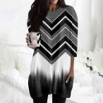 Naiste vabaaja 3/4 varrukatega s&auml;rgid Moeprinteriga tuunikatopid taskutega L