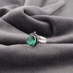 Roheline Smaragd Ehted, 925 Sterling H&otilde;be Ehted, K&auml;sitsi valmistatud H&otilde;bes&otilde;rmus, Kaunis S&otilde;rmus Intuitsiooni V&auml;&auml;riskivi Aastap&auml;eva Kingituseks 9 roheline