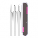 Mustpeade eemaldamise t&ouml;&ouml;riist Roostevabast terasest akne pintsetid selge naha jaoks Mustpeade eemaldamise pintsetid libisemisvastase k&auml;epidemega akne eemaldamise t&ouml;&ouml;riist 4pcs