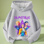KPop Deemonik&uuml;ttide Huntrix Kapuutsiga pusa Laste Kapuutsiga pusa Beebit&uuml;drukute Pullover Kapuutsiga pusad Poiste Mood &Uuml;leriided Lasteriided 130