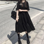 Gooti stiilis kleit naistele Harajuku gooti kleit Lolita Kawaii punk armas pikkade varrukatega must Midi kleit 2023 Emo Mall Goth XXL must