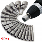 9tk/komplekt 5mm-13mm kuuskantpesad H&uuml;lssotsikud Mutrikeeraja Komplekt Kruvikeeraja Komplekt Schroevendraaier Komplekt Otsakomplektid T&ouml;&ouml;riistad Pistikuv&otilde;tmed 9pcs/set