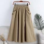 Moodne Midi pikk seelik Naiste Elegantne Korea stiil Uus vabaaja Harajuku Vintage A-line &uuml;hev&auml;rviline k&otilde;rge v&ouml;&ouml;kohaga seelik 2XL