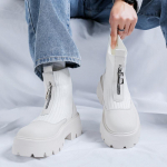 Inglise stiilis meeste mood platvormsaapad disainer must valge kingad punk rock cowboy pahkliku saapad &otilde;huv&otilde;rguga chelsea saapad 240 valge