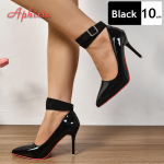 Aphixta Super K&otilde;rged Stilettokannad 12cm/10cm Pandlaga Lakknahast Kingad Naiste Kingad Terava Ninaga Peo Suured Suurused 48 49 50 35