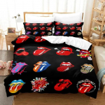 3D prinditud Rolling Stonesi logo voodipesukomplekt Tekikate Voodikomplekt Tekikate Padjap&uuml;&uuml;r Tekk Kuningas Kuninganna Suurus Poisid T&auml;iskasvanud 70x133cm 2pcs
