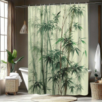1 tk bambusest du&scaron;ikardin, v&auml;rske looduslik bambusmetsa vannitoa sisekujundus, pol&uuml;esterkangas 12 konksuga, 70. 8x70. 8 tolli 90x180cm