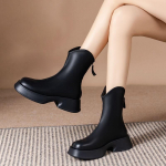 Naiste poolsaapad Moodsad t&otilde;mblukud Naiste elegantsed paksu p&otilde;hjaga l&uuml;hikesed saapad 2024. aasta s&uuml;gistalv naiste saapad vabaaja mustad botas 40 must
