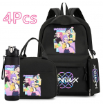 4 tk/komplekt Joonisfilm K-Pop Prindiga 750 ml Veepudelid Seljakott K&auml;ekott Pinal Teismelisele Poisile T&uuml;drukule Koolikott Suure Mahutavusega Raamatukott Mochila