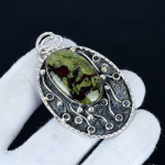 Draakonivere Jaspise Ripats, 925 Sterling H&otilde;bedast K&auml;sit&ouml;&ouml;ehe, Draakonivere Jaspise H&otilde;bedane Ripats, Peoehe Naistele, Ripatsi Kingitus 6.5 Cm roheline