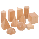 Gadpiparty Puupakud, Kuubikud, Ehitusklotsid, Geomeetriaklotsid, 3D, 12 tk, Puust 3D Mudelid, Matemaatika, Ovaal, P&uuml;ramiid, Geomeetrilised Mudelid, &Otilde;ppimine brown
