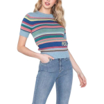 Polo Ralph Lauren V&auml;rviplokk Triibuline Puuvillane &Uuml;mmarguse Kaelusega L&uuml;hikeste Varrukatega Kootud Top Naiste topid 211744790-001 XS