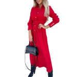 Naiste puuvillane n&ouml;&ouml;bitav maksikleit vabaaja pikkade varrukatega rev&auml;&auml;rkraega pikk kleit pitsiga seotava v&ouml;&ouml;kohaga 3XL khaki