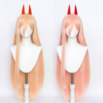 Anime mootorsaemees Makima Power Cosplay parukas pikk oranž roosa peorollim&auml;ng oranž