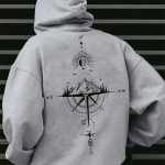 Vintage kompassitr&uuml;kiga kapuutsiga pusad meestele K&otilde;rge kvaliteediga kapuutsiga pikkade varrukatega pullover Aastaringselt igap&auml;evased vabaaja sporditopsid Meeste riided S