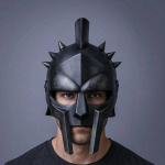 Must gladiaatori kiiver Rooma s&otilde;duri Maximus kiiver Keskaegne r&uuml;&uuml;tel LARP Cosplay kiiver K&auml;sit&ouml;&ouml; terasest s&otilde;dalase kost&uuml;&uuml;m gray