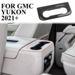 Carbon fiber style inner rear seat armrest cup holder cover trim for GMC Yukon