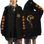 Moodne Anime Multikas Demon Slayer Mustriga Prinditud Dressipluus Meestele Naistele S&uuml;gis Talv Vabaaja L&otilde;tv Harajuku Fliis T&otilde;mblukuga Kapuutsiga XL brown