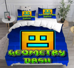 Geometry Dash Voodipesukomplektid M&auml;ngu Tekikate Komplekt Armas Multikastiil Lastele M&auml;ngutoa Magamistoa Kaunistus Geometry Dash Dekoratsioon Duvet Cover Set&AU Single(140x210cm)