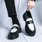 Meeste Retro Slip-On Paksude Taldadega K&otilde;rgendavad Nahast Kingad Trendikad Business Casual Kingad 38 must