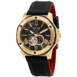 Renoveeritud Bulova Marine Star Open Heart Must sihverplaat Automaatne Sukelduja 98A272 200M Meeste k&auml;ekell must