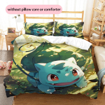 Pok&eacute;mon Bulbasaur Muster Voodipesu Kodukaunistus S&uuml;nnip&auml;evakingitus (1 * tekikott + 2 * padjap&uuml;&uuml;ri, ilma s&uuml;damikuta) 135x200cm