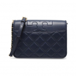 Tory Burch Fleming tepitud nahast ruuduline klapiga &otilde;la-crossbody kott keskmine naiste kotid tumesinine 73125-403 Basic Set (Bag+Dust Bag)
