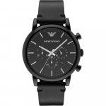 Emporio Armani Luigi XLarge Must Nahk/Must Meeste Kvartsikell AR1918 must