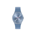 Swatch Kuu Tilkude Seeria Kvartsliikumisega 30M Veekindel Kell 34mm Sinine Ketas Bioloogilisest Materjalist Korpuse Silikoonrihm SS08N100-S14 Blue Dial gray