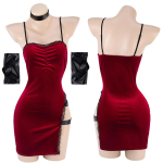 Film Salateenistus Spioon Ada Wong Cosplay Kleit Hommikumantlid Seksikas punane pits Cheongsami pesu varustus Halloweeni kost&uuml;&uuml;m One Size beige