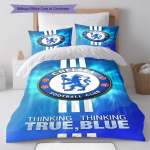 Chelsea FC logo VaipMuster Voodipesu Tekikomplekt Tekikate Padjap&uuml;&uuml;r Kodu Kaunistus S&uuml;nnip&auml;evakingitus (1 * tekikott + 2 * padjap&uuml;&uuml;ri, ilma s&uuml;damikuta) 135x200cm