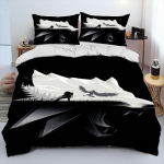 3D The W-Witcher M&auml;ngija multikas Tekikott Voodipesukomplekt, Tekikoti Voodikomplekt Tekikatte Padjap&uuml;&uuml;ri, Kuninga Suuruse Kuninganna Suuruse Voodipesukomplekt 135X200cm