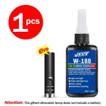 LOOLIFL 50g New W-188 High-Strength UV-Curing Resin Adhesive, suitable for DIY projects, bonding and welding glass, metal, ceramics, and ABS 188UV GLUE-1PCS red