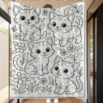 Personaalne Kasside V&auml;rvimistekk Nimi Loomakunst Pehme Fliisist Viska Kingitus Kodu Dekoor Laste Teema 75x100cm black