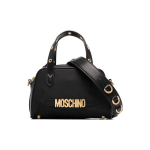 Moschino kuldne logokilp kuldsed naastud puuvillane kandekott ostukott &otilde;lakott crossbody k&auml;ekott naiste kandekotid must 74318202B-1555 Basic Set (Bag+Dust Bag)