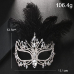 Sulemask &Uuml;lespuhutud Geomeetriline &Otilde;&otilde;nes Teemantmask Lavaesituse Aksessuaarid Naiste Mask black feather silver plated