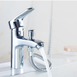 Kaheotstarbeline k&uuml;lma/kuuma veega &uuml;heauguline kraan du&scaron;ipeaga (kahe kiirusega) Faucet + 80cm Inlet Pipe white