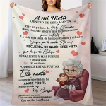 Mi Nieta Hispaania Vanaema Tekk - Armastava Abuela S&otilde;num T&uuml;tret&uuml;tre Illustratsiooniga Mugavate Kallistuste ja Soojuse jaoks 130cmx150cm white
