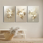 3 tk raamita l&otilde;uenditr&uuml;kki - Zen-aed, Lootuslill, Buddha, Elupuu - Vaimne seinakaunistus elutuppa, magamistuppa 50x70cm-3pcs