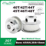 2GT hammasratas 40T 42T 44T 45T 46T 48 hammast GT2 rihmaratas ava 5/6/6.35/8-15mm rihma laius 6mm/10mm hammasratas 11mm (for belt 10mm) white