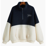 Talvine soojus Fliisist riided Dressipluus Harajuku Tikitud poollukuga Naiste L&otilde;tv taskuga Pullover Kapuutsiga Streetwear S