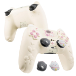 PlayVital PS5 kontrolleri silikoonkate koos Sakura kassipoja k&auml;epidemekattega p&ouml;idlakattega pehmest kummist kaitsekate Jaapani stiilis disain, libisemisvastane + & elevandiluuvalge