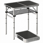 2 jalga kokkupandav telkimislauad, piknikulaud v&otilde;rkriiuliga, 4 reguleeritavat k&otilde;rgust ja kandek&auml;epide, must 60 x 40 x 60 cm must