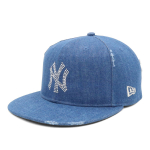 NEW ERA 59FIFTY NY Yankees Kivistatud Denim M&uuml;ts NER37C6613 Pesta Sinine Kulunud MLB ONSPOTZ Eksklusiivne Sirge Nokaga Unisex Pesapallim&uuml;ts