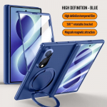 Samsung Galaxy Z Fold 8 jaoks Kevadine Hinge Kokkupandav Kate Magnetilise R&otilde;nga ja Metallhoidjaga Karastatud Klaasikilega T&auml;ieliku Kaitse Kest Galaxy Z Fold 8