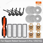 Xiaomi Robottolmuimeja 5 Pro / OV21GL Tarvikud Rullik P&otilde;hiharja Kate K&uuml;ljehari Hepa Filter Mopikangas Tolmukott Mopihoidja Alus Set C